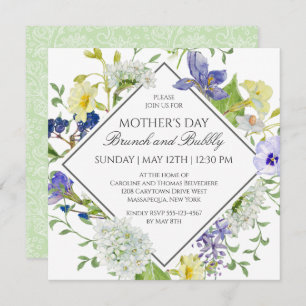 Invitation Jardin secret Fleur sauvage Fête des Mères Brunch