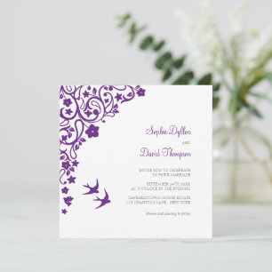Invitation Jardin Secret Fleurs Violettes Amoureux Carré