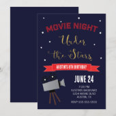Invitation Jardin soirée cinéma sous les étoiles Anniversaire (Devant / Derrière)