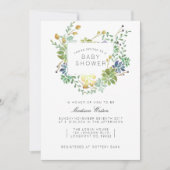 Invitation Jardin Succulent | Baby shower d'aquarelle florale (Devant)