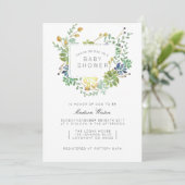Invitation Jardin Succulent | Baby shower d'aquarelle florale (Debout devant)