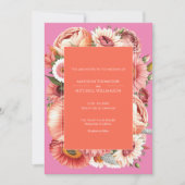 Invitation Jardin Sunrise rose Orange moderne Mariage Floral (Devant)
