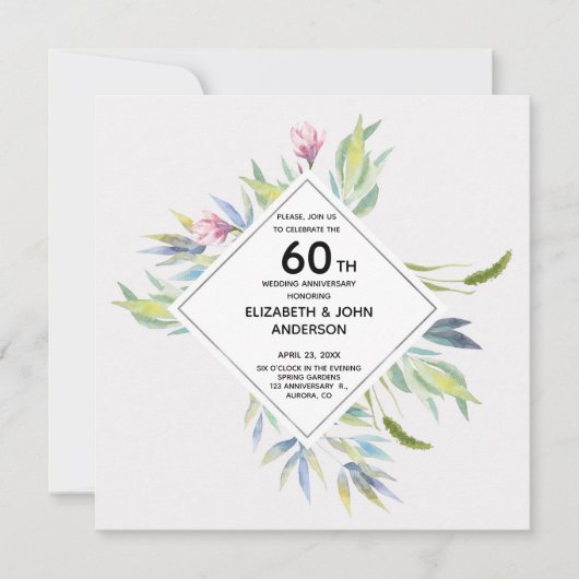 Invitation Jardin sur la Riviera 60e anniversaire de mariage (Devant)
