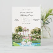 Invitation Jardin swan minimaliste élégant anniversaire (Debout devant)
