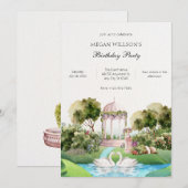 Invitation Jardin swan minimaliste élégant anniversaire (Devant / Derrière)