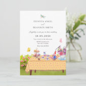 Invitation Jardin table à manger nature mariage (Debout devant)