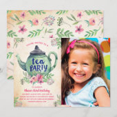 Invitation Jardin Tea Party Anniversaire Photo (Devant / Derrière)