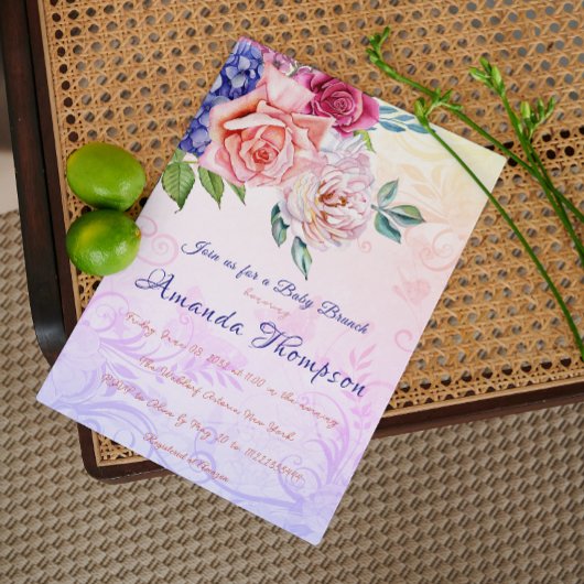 Invitation Jardin Tea Party Calligraphie Baby shower Brunch