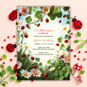 Invitation Jardin thème bébé fille Ladybug 1er anniversaire