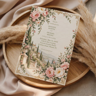 Invitation Jardin toscan de pivoines grandeur vintage