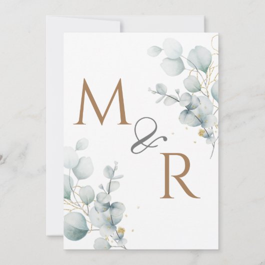 Invitation Jardin vert à fleurs d'eucalyptus (Dos)