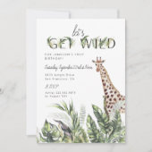 Invitation Jardin vert moderne | Anniversaire de la Giraffe (Devant)