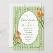 Invitation Jardin Vert Orange Fête des mariées peinte à la ma (Devant)