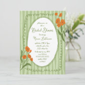 Invitation Jardin Vert Orange Fête des mariées peinte à la ma (Debout devant)