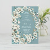 Invitation Jardin vert pastel doux et turquoise rose boho (Debout devant)