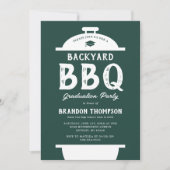 Invitation Jardin vert rustique BBQ Graduation Party (Devant)