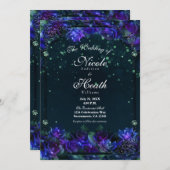 Invitation Jardin vert violet enchanté Mariage Rose (Devant / Derrière)