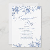 Invitation Jardin victorien Bleu Français ENGAGEMENT PARTY (Devant)