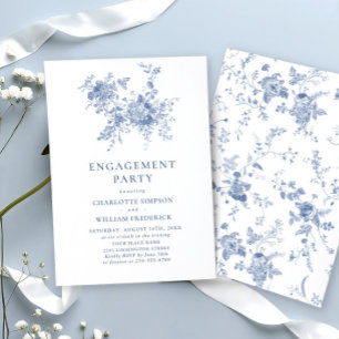 Invitation Jardin victorien Bleu Français ENGAGEMENT PARTY