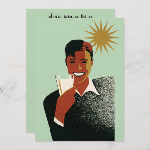 Invitation Jardin vintage BBQ Party, Homme souriant avec sole