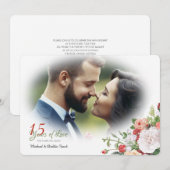 Invitation Jardin Vintage Fleurs Photo Anniversaire (Devant / Derrière)