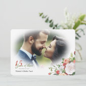 Invitation Jardin Vintage Fleurs Photo Anniversaire (Debout devant)