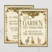 Invitation Jardin vintage Kate Greenaway Girl (Devant / Derrière)