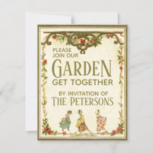 Invitation Jardin vintage Kate Greenaway Girl