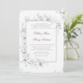 Invitation Jardin vintage Toile Noir Blanc Soigné Mariage (Debout devant)
