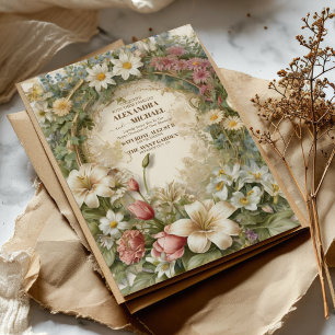 Invitation Jardin Vintage victorien Mariage floral