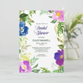 Invitation Jardin Violet Bleu Formelle Douche nuptiale Invita (Debout devant)
