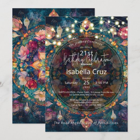 Invitation Jardin vivant | Conception de mandala floral (Devant / Derrière)