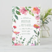 Invitation Jardin Whimsical Fleurs roses Baby shower fille (Debout devant)