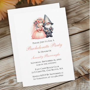 Invitation Jardin Whimsical Gnome Orange Bachelorette