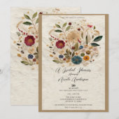 Invitation Jardin Whimsical Pressé Fleurs Bohème Bridal (Devant / Derrière)