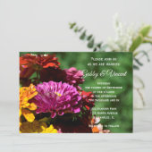 Invitation Jardin Zinnia Flowers Mariage (Debout devant)