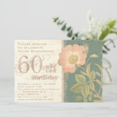 Invitation Jardinier élégant 60e anniversaire Vintage Rose (Debout devant)