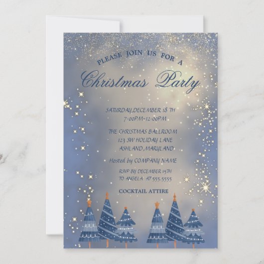 Invitation Jardins de Noël Bleus (Devant)