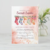 Invitation Jardins de Noël Pink Secret Père Noël Party (Debout devant)