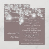 Invitation Jars de lumières de mariage Pailleté Gris Argent B (Devant / Derrière)
