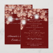 Invitation Jars de lumières de mariage Rose Gold Rustique Bur (Devant / Derrière)