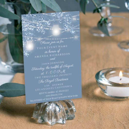 Invitation Jars de lumières de mariage Rustique Poussiéreux B