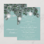 Invitation Jars de lumières de mariage Rustique Vert Bleu  (Devant / Derrière)