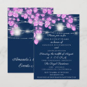 Invitation Jars de lumières de mariage scintillent rose bleu  (Devant / Derrière)