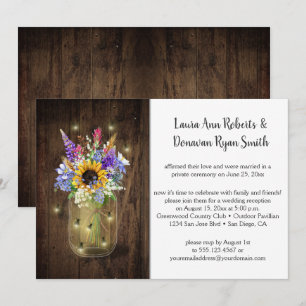 Invitation Jars de maçon aux lucioles Fleurs sauvages Récepti