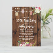 Invitation Jars fête d'anniversaire Rustic Wood Floral Invita (Debout devant)