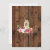 Invitation Jars rustiques Quinceanera Party Bois Lumières flo (Dos)