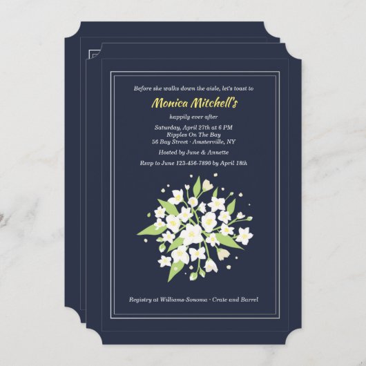 Invitation Jasmine Bouquet (Devant / Derrière)