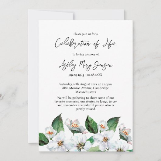 Invitation Jasmine Celebration of Life Funeral (Devant)