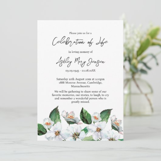 Invitation Jasmine Celebration of Life Funeral (Debout devant)